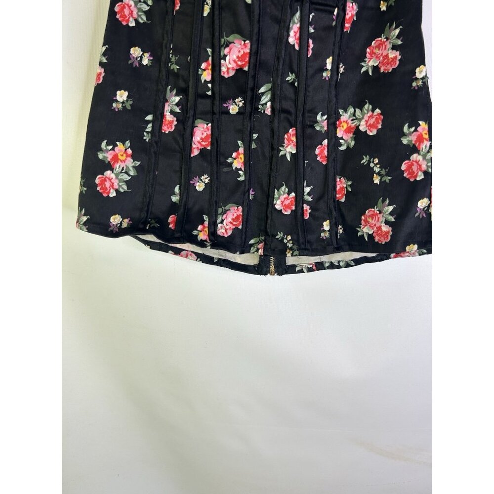 Vintage Y2K BeBe Rose Floral Bustier Corset Shirt Top Womens Small Rave - Picture 2 of 8